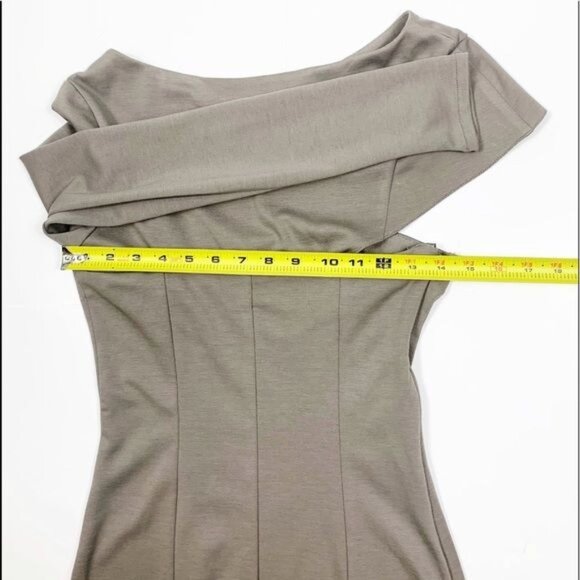 ASOS One Long Sleeve Bodycon Cutout Beige Mini Dress Mobwife Party Size 6 - Picture 7 of 16